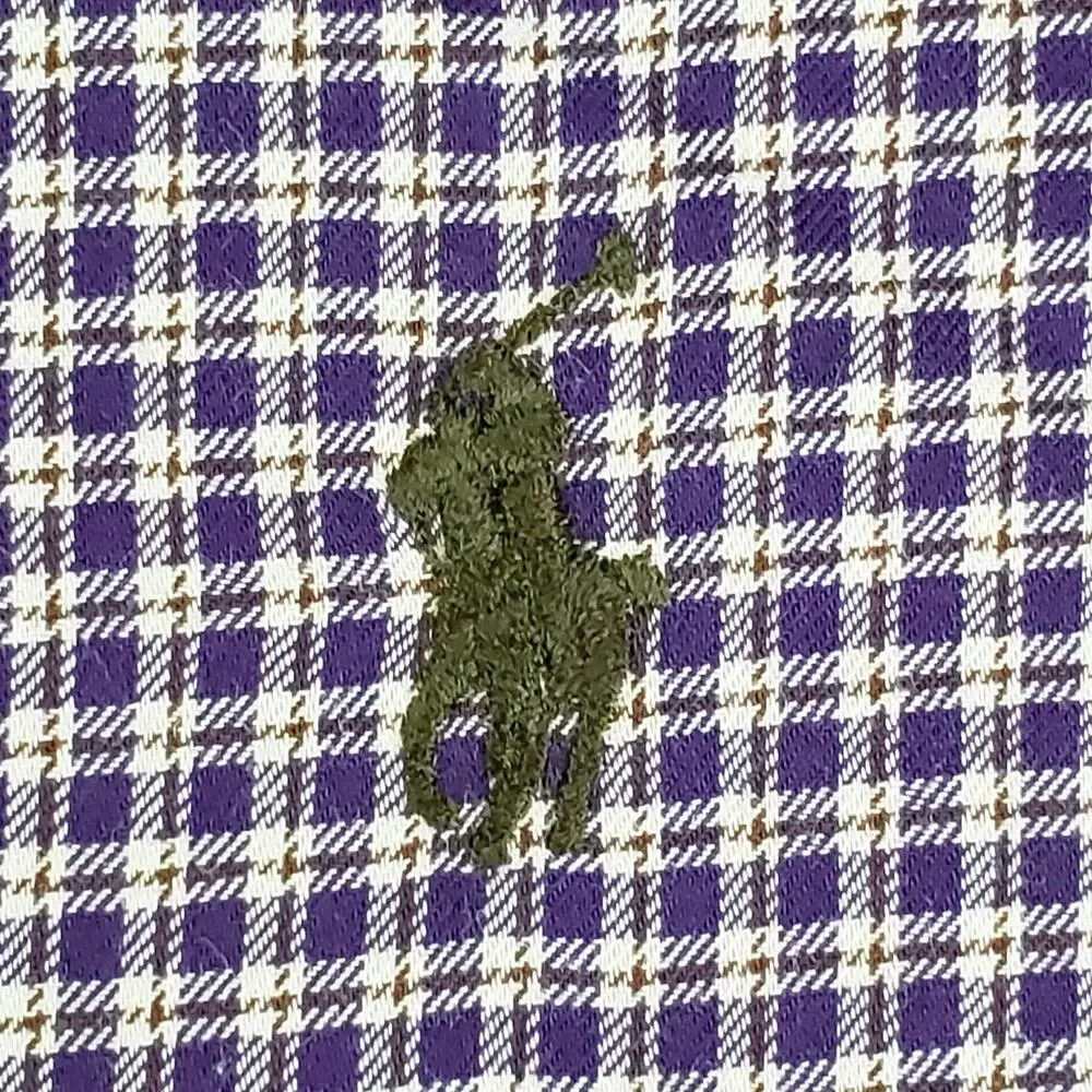 Polo Ralph Lauren Oxford Shirt Mens XXL Plaid Purple Green LS Button Down